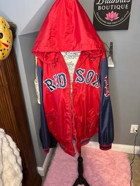 Vintage Boston Red Sox G-III Sports Full Zip Hooded Nylon Windbreaker Jacket Siz